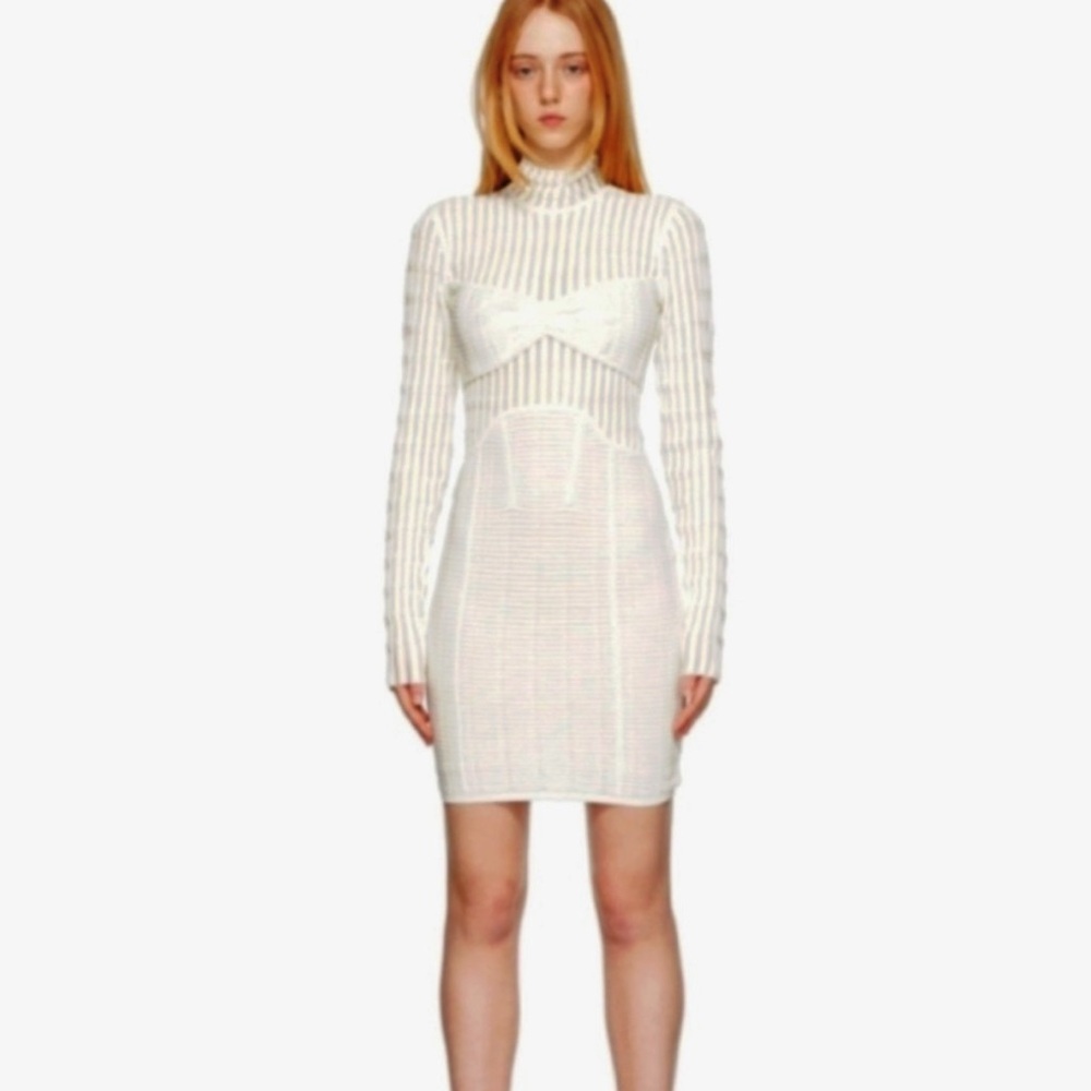 NWOT $1190 Herve Leger Shadow Stripe Mini Dress S